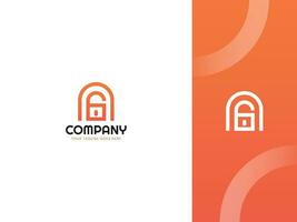 Letter A with lock icon logo design tempate vector