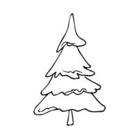 Outline fir tree hand drawn set. Simple style trees. vector