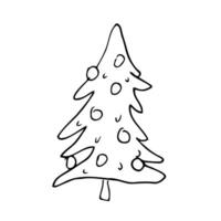 Outline fir tree hand drawn set. Simple style trees. vector