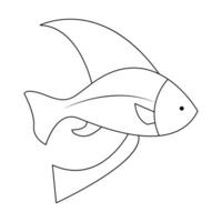 Continuous One line drawing of big fish and single line vector art illustration
