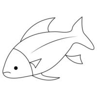 Continuous One line drawing of big fish and single line vector art illustration