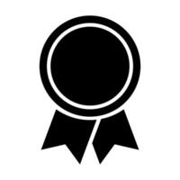 Black icon of an empty medal with ribbons vector