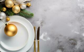 Christmas plate on table photo