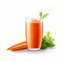 Carrot and glass of fresh juice on white background photo