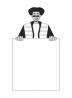 Positive protester flat line black white vector character