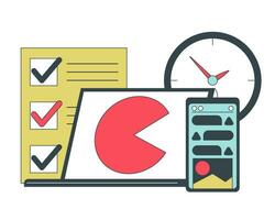 Planning tasks flat line concept vector spot illustration