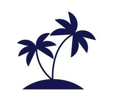 Palm trees on island flat line color isolated vector object