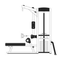 Seated cable row machine flat monochrome isolated vector object