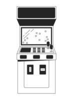 Arcade video game machine flat monochrome isolated vector object