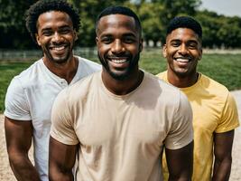 photo of group happy black strong man, generative AI