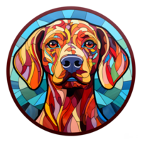 Stained glass pug dog design, Ai generated png