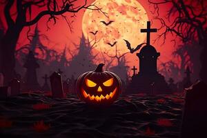 Bright Moon Halloween theme as background. AI Generated. photo