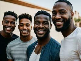 photo of group happy black strong man, generative AI