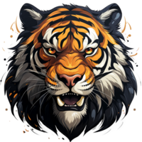 Tiger head mascot isolated on transparent background, created with generative AI png