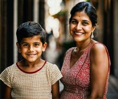 foto de contento familia madre y hijo, generativo ai