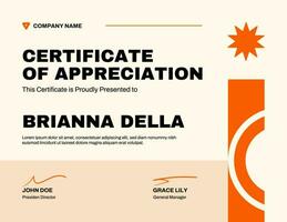 Orange Minimalist Appreciation Certificate template