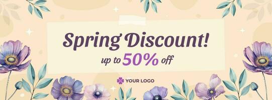 Floral Spring Discount Facebook Cover template