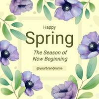 Floral Seasonal Spring Greeting Instagram Post template