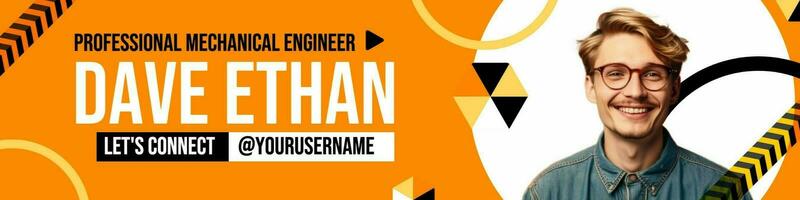 Geometric Modern Orange Black Season Combination for Mechanical Engineer Banner template