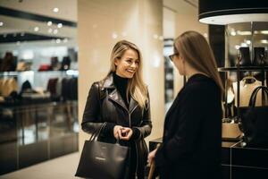 Woman buying a black bag photo