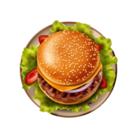 delicioso hamburguesa en el plato aislado png