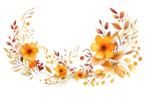 Watercolor autumn flowers isolated png