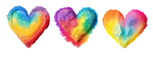 Heart from rainbow powder isolated png