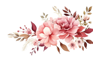 Watercolor pink flowers isolated png