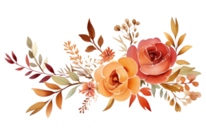 Watercolor autumn flowers isolated png