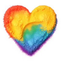 Heart from rainbow powder isolated png