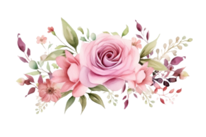 Watercolor pink flowers isolated png