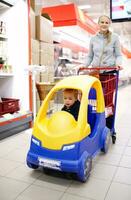 Child friendly supermarket shopping photo