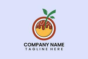 Flat fruit takoyaki icon symbol logo template vector