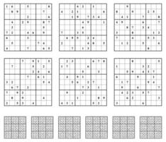 Sudoku game set  with answers. Simple vector design