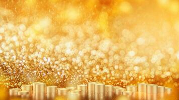 The Gold coins on bokeh Background 3d rendering photo