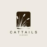 Creeks And Cattails River Logo, Grass Design Simple Minimalist Illustration Vector Template