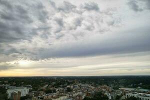Attractive Tourist Destination at Bournemouth City Sandy Beach and Ocean of England Great Britain, Aerial Footage Captured with Drone's Camera on August 23rd, 2023 During sunny Day. photo