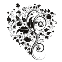 Florish and swirl black art on transparent background, created with generative AI png