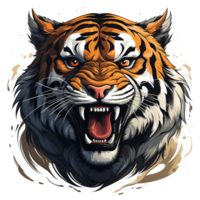 Tiger head mascot isolated on transparent background, created with generative AI png