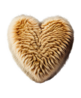Soft heart shaped tiger fur pillow isolated on transparent background, created with generative AI png