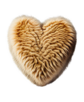 Soft heart shaped tiger fur pillow isolated on transparent background, created with generative AI png