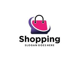 Shopping logo, E-commerce logotype, Shooping website, Purple gradient, Women's shopping website, fast shopping, E-store, website, application, template, business, company, online shop vector