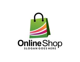 Online shopping logo design template vector