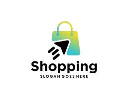 Online Shop Logo designs Template. Illustration vector graphic of pointer arrow and shop bag combination logo design concept. Perfect for Ecommerce,sale, discount or store web element. Company emblem