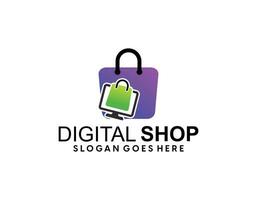 Online shopping logo design template vector