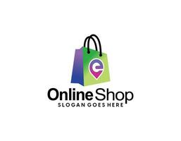 en línea tienda logo diseños modelo. ilustración vector gráfico de compras carro y tienda bolso combinación logo diseño concepto. Perfecto para comercio electrónico, venta, descuento o Tienda web elemento. empresa emblema