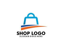 en línea tienda logo diseños modelo. ilustración vector gráfico de compras bolsa, computadora y ratón logo. Perfecto para comercio electrónico, venta, Tienda web elemento. empresa emblema.