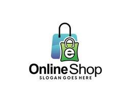 Online Shop Logo designs Template. Illustration vector graphic of shopping bag, computer and mouse logo. Perfect for Ecommerce,sale, store web element. Company emblem.