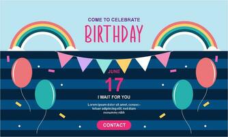 Invitation birthday party banner concept vector