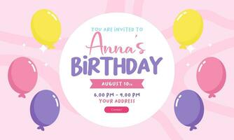 Invitation birthday party banner concept vector